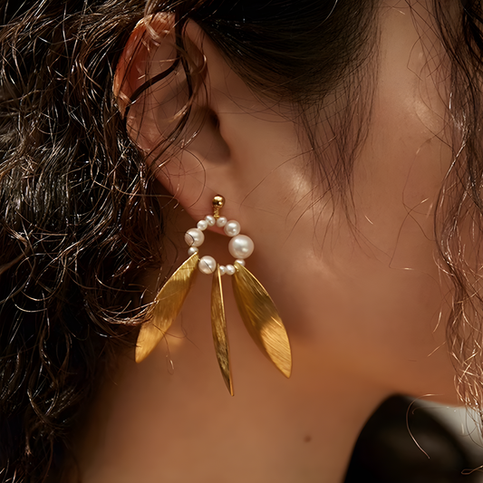 Freedom - Bohemian Pearl Leaf Earrings