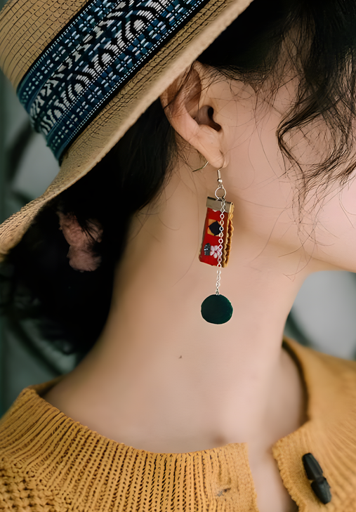 Muse - Bohemian Embroidered Asymmetrical Earrings